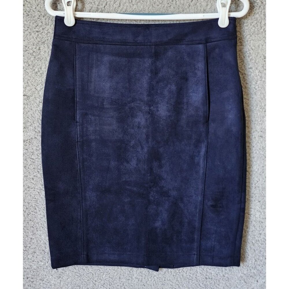 Loft Women's Fully Lined Pencil Skirt Soft Faux Micro Suede Slate Blue Size 6P